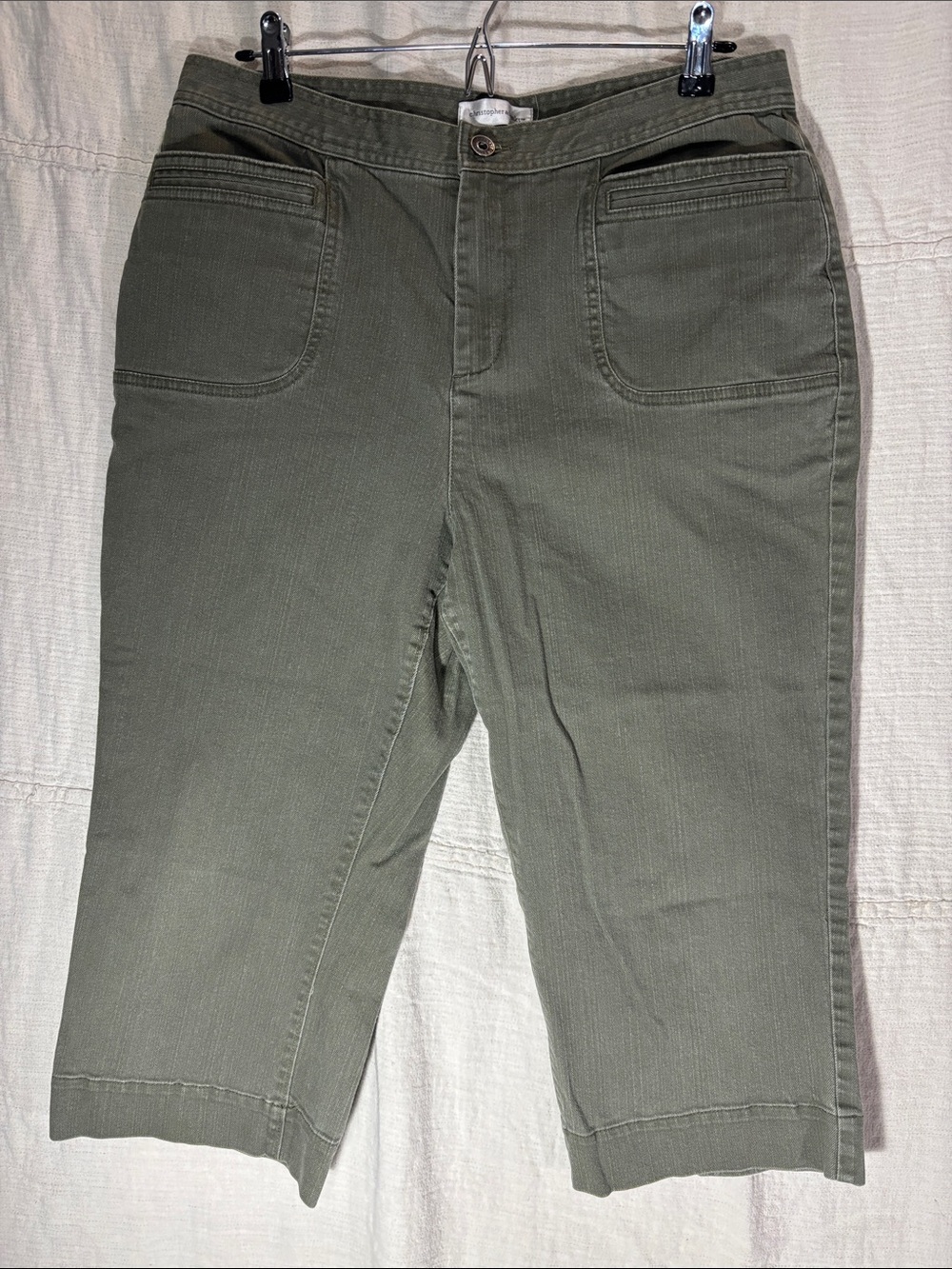 Christopher & Banks Olive Green Cropped Pull-On Jeans